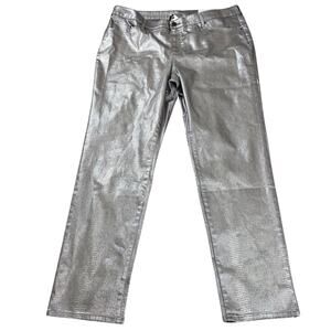 NWT Chicos Jeans Womens Size 18 Chicos 3.5T Silver Gator Print So Slimming Ankle